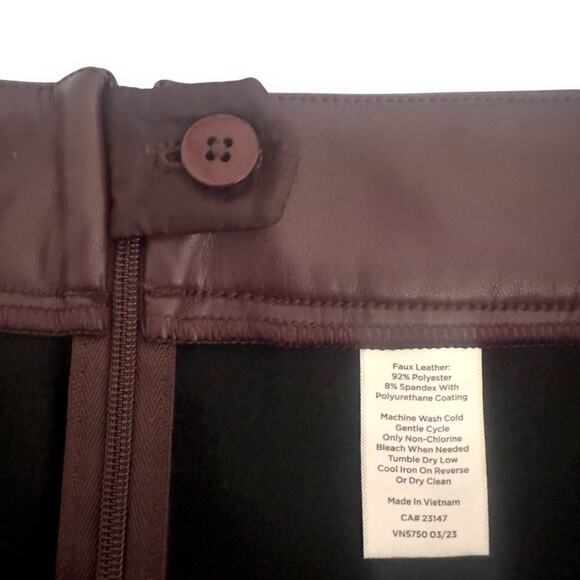 Talbots Women's Faux Leather Leggings Size 16 Rich Burgundy P233016329 Pants - Picture 8 of 10